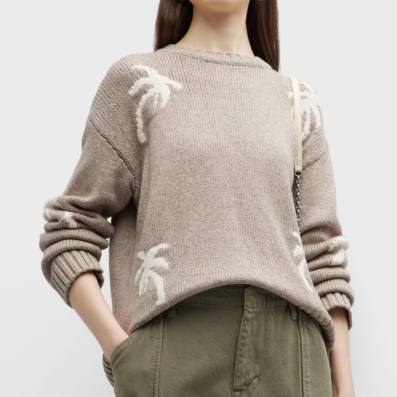 Rails Zoey Palm Tree Sweater in Oatmeal and Ivory - Picture 2 of 10